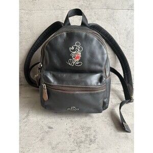 Coach x Disney Mickey Mouse Black Leather Charlie Mini Backpack F59837